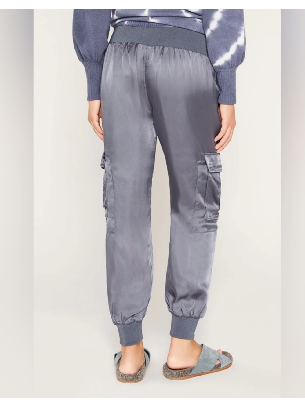 Cinq a Sept gray Giles satin joggers Sz S - Picture 2 of 15